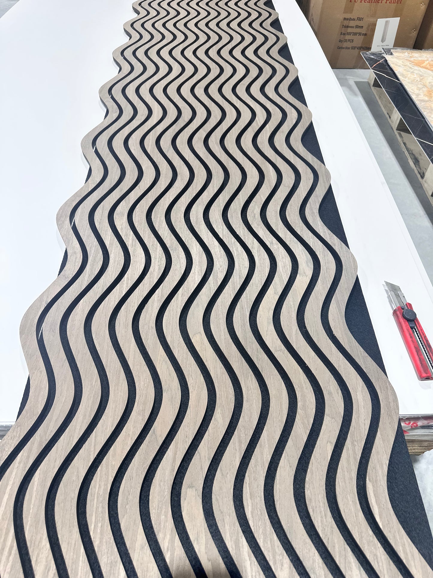 Acoustic Panel - Wave Pattern (Walnut)