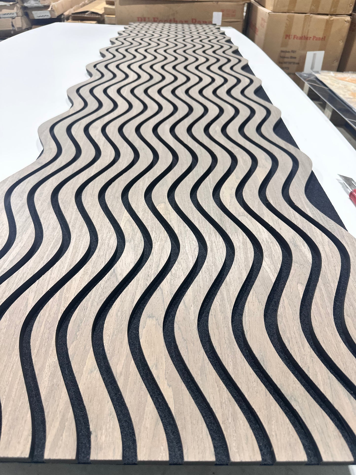 Acoustic Panel - Wave Pattern (Walnut)